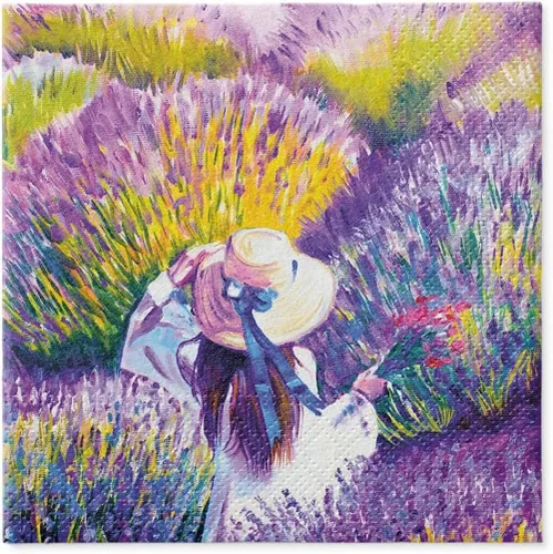 Miniatura 10 de Servilletas de papel de flores moradas con libélula para cena, tamaño decorativo de almuerzo de decoupage de 13 x 13 pulgadas (desplegadas)