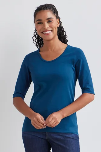 Miniatura 3 de Fair Indigo Camiseta orgánica de media manga con cuello redondo para mujer