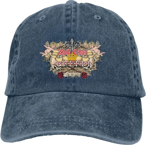 Miniatura 9 de Sombrero de vaquero de moda para hombre y mujer, ajustable para cuatro estaciones, gorra de béisbol del infierno con ángel, azul marino, Azul marino