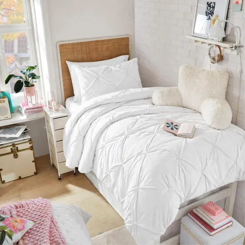 Miniatura 19 de Maple&Stone Juego de Edredón Twin XL, Juegos de Ropa de Cama Extra Largos de 5 Piezas para Dormitorio, Cama en una Bolsa con Edredón Pintuck, Beige
