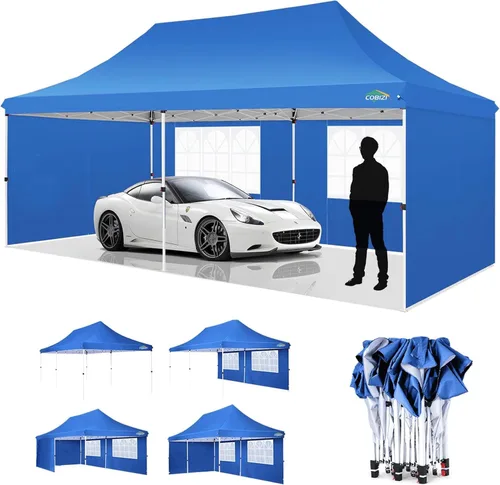 Miniatura 24 de COBIZI Tienda de campaña desplegable de 10 x 20 pies con 6 paredes laterales extraíbles, toldo comercial fácil de instalar, impermeable y gazebo