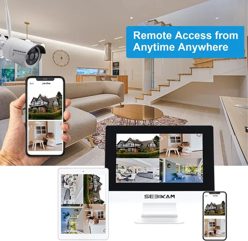 Miniatura 6 de Sistema de cámara de seguridad inalámbrica con monitor de 10.1 pulgadas, 4 cámaras HD de 3MP/2K Audio de 2 vías Vista local y remota Detección