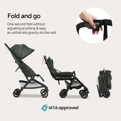 Miniatura 6 de Mompush Velo - Cochecito de viaje ligero, diseño compacto y apto para aviones con plegado con una sola mano, reclinable, desde recién nacido hasta