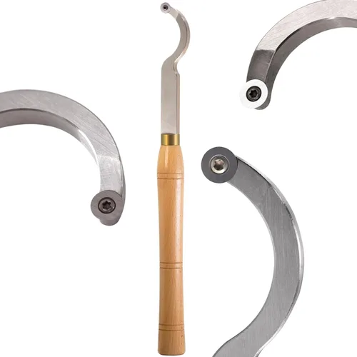Miniatura 3 de Herramienta de torneado de madera hueca con cuello de cisne, cincel doblado con punta de carburo redondo de 0.472 in, longitud de 16 pulgadas