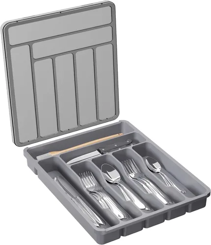 Miniatura 10 de Lifewit Organizador de cubiertos con tapa, bandeja de utensilios cubierta para cajón de cocina y encimera, caja de almacenamiento de cubiertos