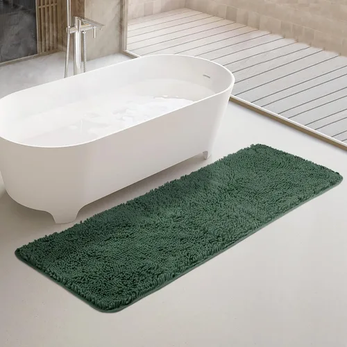 Miniatura 202 de Yeaban Alfombra de pasillo de baño de 24 x 72 pulgadas, antideslizante, alfombra de baño larga de felpilla gruesa, absorbente y lavable, alfombra