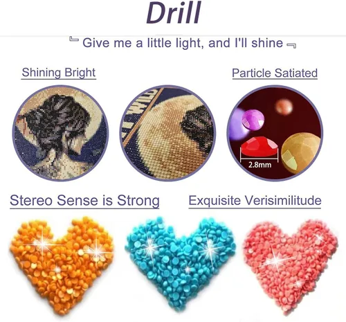 Miniatura 3 de Rembrandt - Kit de pintura de diamantes para adultos, 5D con taladro redondo completo, kit de pintura de diamantes para decoración del hogar