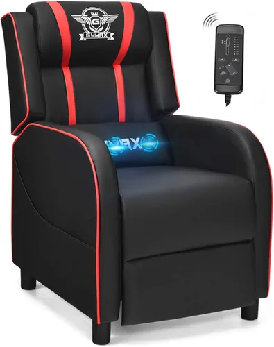 POWERSTONE Silla reclinable para juegos, sillas reclinables para adultos, sofá ergonómico de cuero con reposapiés, soporte lumbar, reposacabezas y