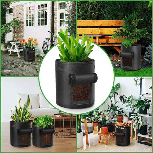 Miniatura 7 de LITLANDSTAR Paquete de 6 bolsas de cultivo de papas de 7 galones, tela no tejida resistente, bolsa de plantación de jardín, contenedor de plantas