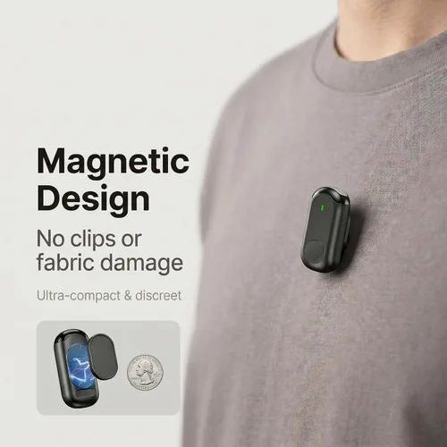 Miniatura 5 de Mini micrófono inalámbrico para iPhone Android, mini micrófono magnético para grabación de video, micrófono profesional de solapa Plug & Play 2 en 1