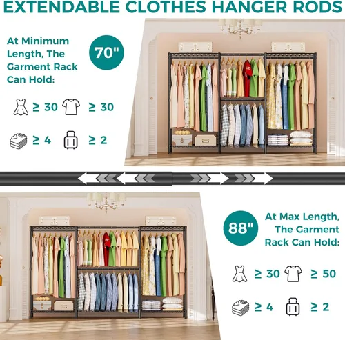 Miniatura 4 de SINGAYE Perchero portátil para armario, perchero resistente, sistema de organización y almacenamiento para colgar ropa, perchero ajustable