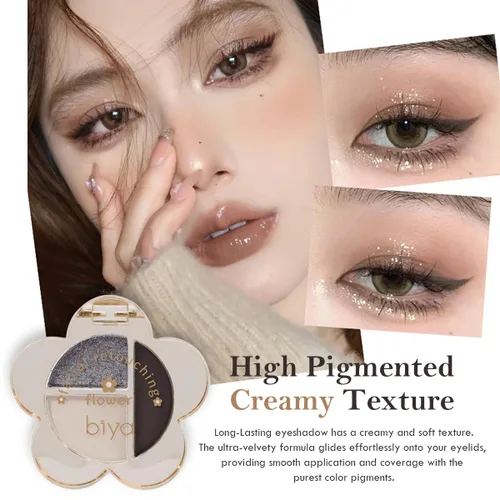 Miniatura 3 de Paleta de sombras de ojos con purpurina rosa, sombra de ojos color crema brillante mate, sombra de ojos marrón ahumado perezosa, altamente