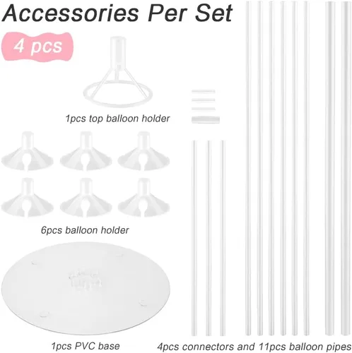 Miniatura 2 de 6 Juegos de Palos de Globos con Base para Kit de Soporte de Globos de Mesa, Soportes de Globos con Base para Piso, Soporte de Arco de Globos