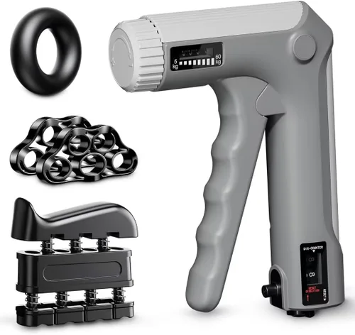 Kit de entrenamiento de fuerza de agarre de mano, juego de entrenamiento de agarre de mano con resistencia ajustable, 2 estiradores de dedos,