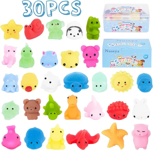 30 juguetes esponjosos Mochi sin duplicados, regalo para niños, niñas, niños, recuerdos de fiesta, kawaii, mini juguetes sensoriales para aliviar el