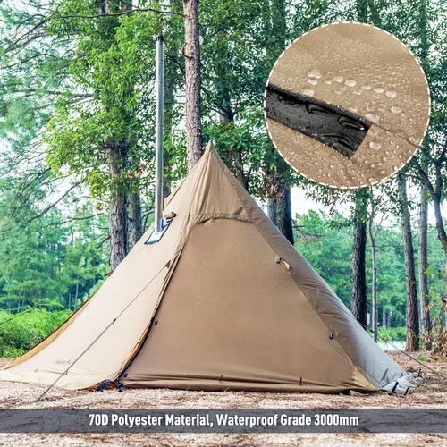Miniatura 5 de FIREHIKING Tienda de campaña caliente para 2-4 personas Tipi con estufa Jack para mochileros Caza 11'6" x 6'11" with Stove Jack
