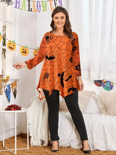 Miniatura 4 de LARACE - Camisa de talla extragrande para mujer, camisa tipo túnica con manga 34, ajuste holgado, ropa básica para mujer