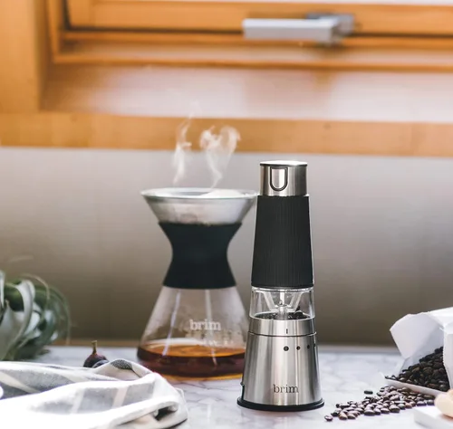 Miniatura 3 de Brim Molinillo de café eléctrico de mano, operación simple de un solo toque, 9 ajustes precisos de molienda desde espresso hasta prensa francesa