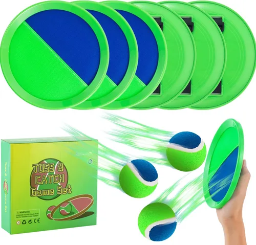Juguetes exteriores para niños de 4 a 8 años – Juego de pelotas para lanzar y atrapar, juegos al aire libre para niños y adultos con 6 paletas y 3