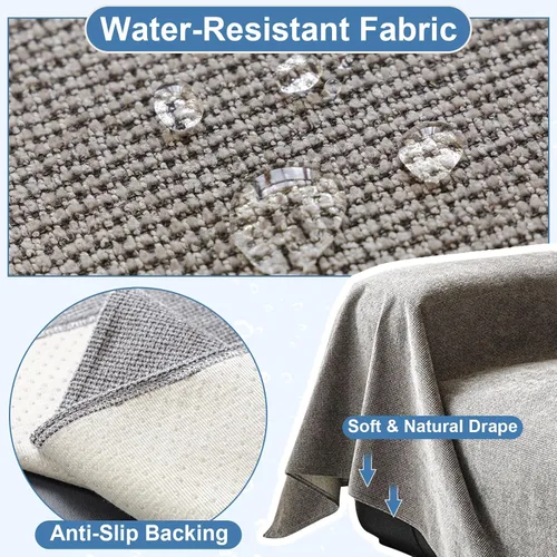 Miniatura 47 de STACYPIK Funda de sofá gris impermeable para perros, funda de sofá antideslizante para sofá de 3 cojines, funda seccional lavable para forma de L