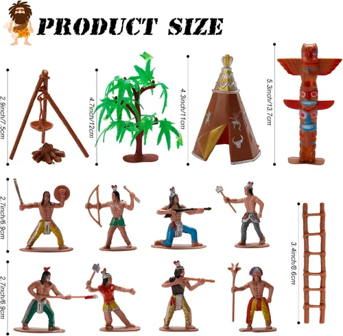 Miniatura 2 de X Hot Popcorn 23 Piezas Figuras de Indios en Miniatura, Figuras de Acción de Indios de Plástico, Suministros de Diorama para Decoración de Escenas
