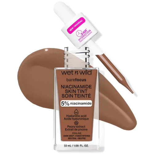 Miniatura 22 de wet n wild Bare Focus Tinte para la Piel, Enriquecido con 5% Niacinamida, Cobertura Ligera Transparente Modulable, Acabado Radiante Natural, Claro