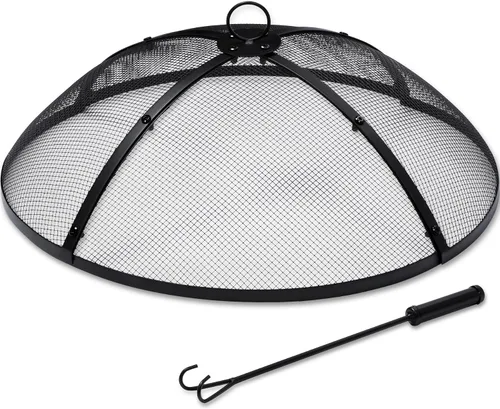 Pantalla redonda para hoguera de 24 pulgadas, pantalla de chispas plegable resistente para fogatas al aire libre, cubierta de malla de metal para