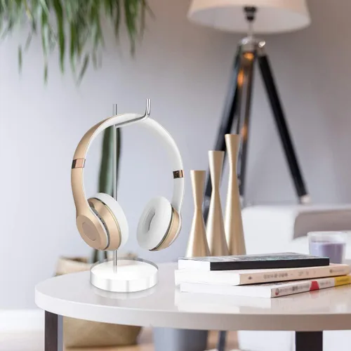 Miniatura 6 de GEEKRIA Soporte de auriculares de aluminio acrílico para auriculares en la oreja, soporte de auriculares para juegos, colgador de pantalla