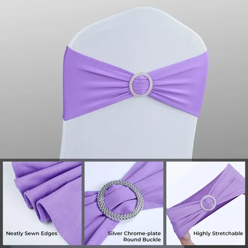 Miniatura 5 de Babenest Bandas de elastano para silla, 50 unidades, bandas elásticas de alta calidad con hebilla deslizante, lazos elásticos universales para Morado