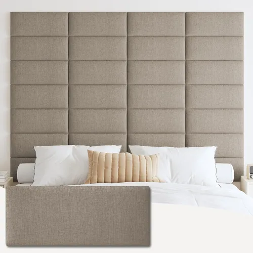 Miniatura 18 de IFNOW Cabecera tapizada para montar en la pared, paneles de pared 3D insonorizados, cabecero autoadhesivo para tamaño Queen, decoración del hogar