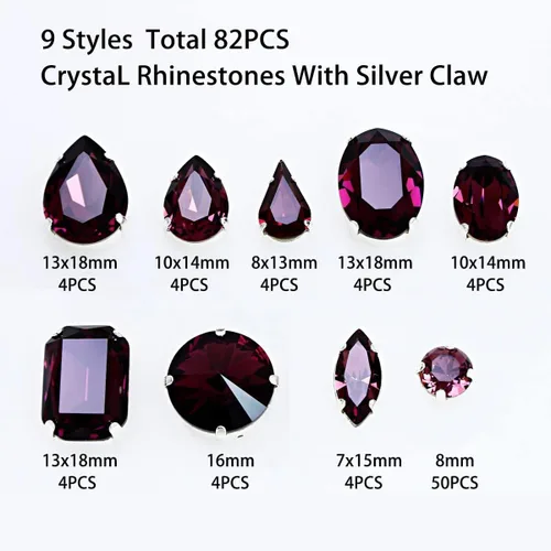 Miniatura 2 de DONGZHOU Diamantes de imitación para coser con ajuste de garra, Piedra Fantasía con agujero hueco, gemas plateadas con parte trasera plana