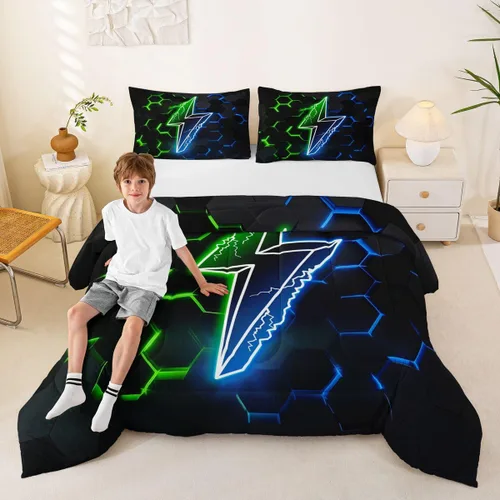 Miniatura 42 de Juego de edredón de pavo real en acuarela tamaño King, elegante y hermoso juego de ropa de cama edredón de plumas azules de 3 piezas para niños