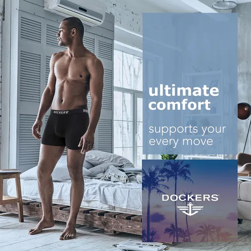 Miniatura 3 de Dockers Calzoncillos tipo bóxer elásticos de algodón para hombre, paquete de 4