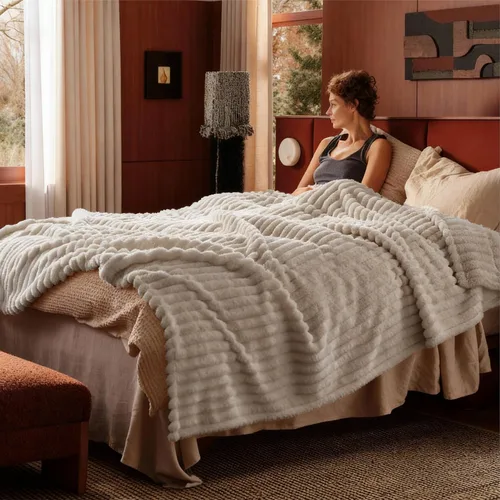 Miniatura 7 de Bedsure GentleSoft Mantas tamaño Queen para cama, mantas suaves y acogedoras para mujer, lindas mantas grandes de forro polar para niñas, lino, 90 x