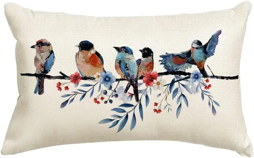 Miniatura 21 de RABUSOFA Fundas de Almohada Navideñas 18x18 Pulgadas Pájaros Decoraciones Navideñas Invierno Fundas de Cojín Decorativo Navidad Pájaros Decoración