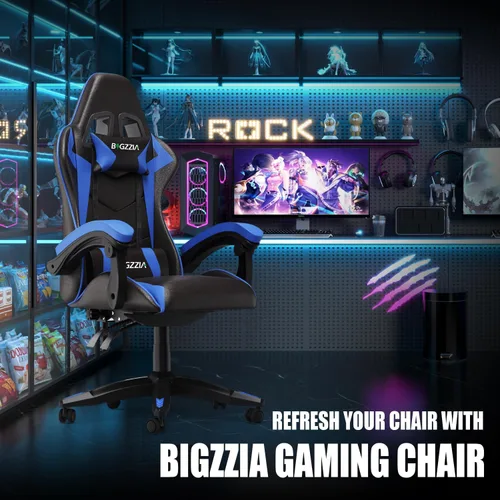 Miniatura 3 de Silla de juegos Bigzzia, silla de juego de computadora con soporte lumbar, sillas de videojuegos cómodas para adultos y niños, silla de jugador