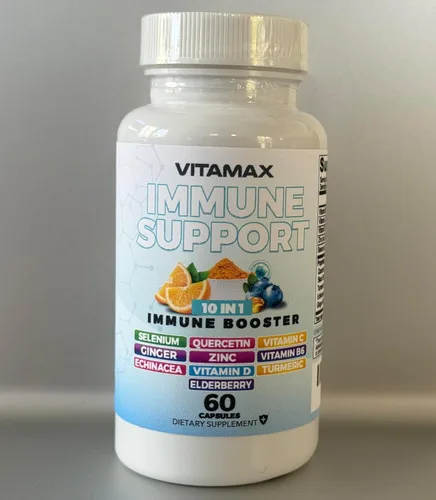 Miniatura 2 de Apoyo inmunológico 10 en 1 con saúco, D3, selenio, quercetina, zinc, vitamina C, jengibre, curcumina de cúrcuma, B6, equinácea, defensa