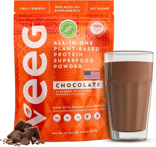 Veeg Proteína vegetal en polvo – Batido de proteína vegana y refuerzo de colágeno. Proteína de guisante, MCT, probióticos y multivitamínico. 10
