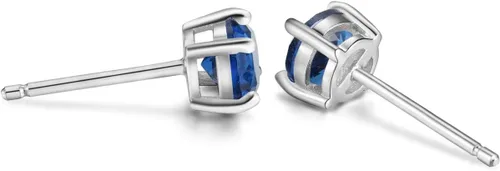 Miniatura 2 de Pendientes de tuerca de zafiro azul para mujer de 0.236in