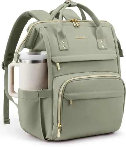 LOVEVOOK Mochila para laptop para mujer con bolsillo gigante para vasos, mochila de viaje impermeable de 15.6 pulgadas, bolsa de computadora