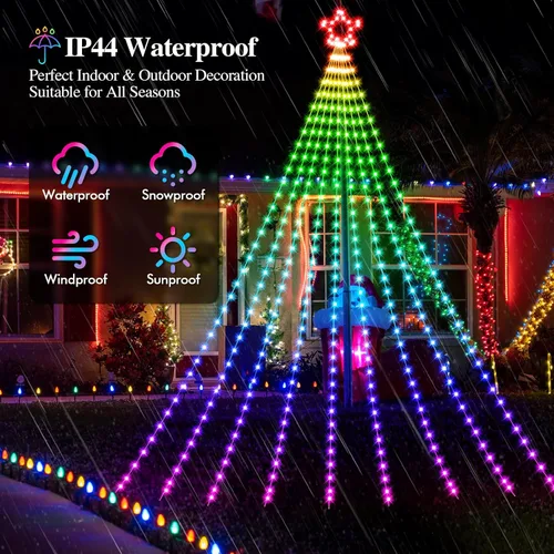 Miniatura 8 de FANCILLUMA Luces de Cadena de Estrella de 16.4 pies para Decoraciones de Navidad al Aire Libre, Control Remoto de Aplicación Inteligente RGB que