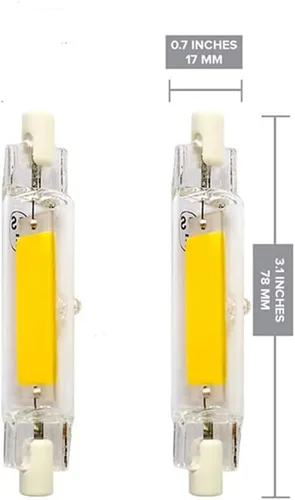 Miniatura 2 de Paquete de 4 bombillas LED R7S de 3.071 in 10 W LED COB luz 100 W halógena equivalente tipo J T3 120 V R7S base regulable blanco cálido 3000 K doble
