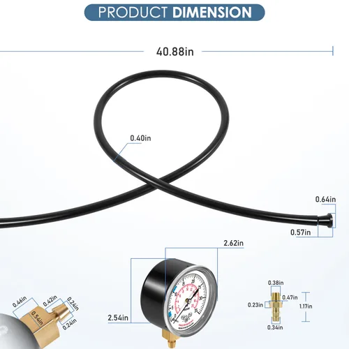 Miniatura 7 de Kit de prueba de presión de colector de gas natural o gas LP, medidor de gas natural, probador de presión de gas LP, 0-35" WC, 1/8" NPT, manguera