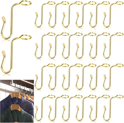 Sankoly 50 ganchos de metal para colgar ropa estables para diferentes perchas de ropa, 0.343 in de diámetro del agujero, color dorado