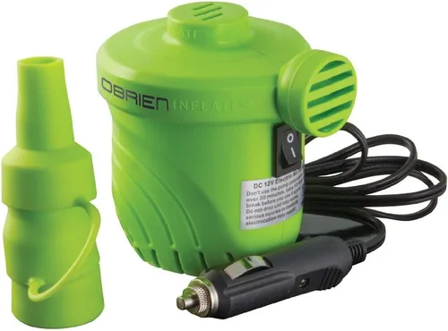 O'Brien Inflador compacto de 12 V, bomba de aire portátil de 12 V CC con 3 boquillas y cable de alimentación de 7 pies, ideal para flotadores de