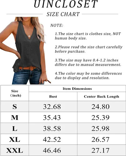 Miniatura 5 de Uincloset - Camiseta básica sin mangas, con cuello en V, de verano y holgada para mujer