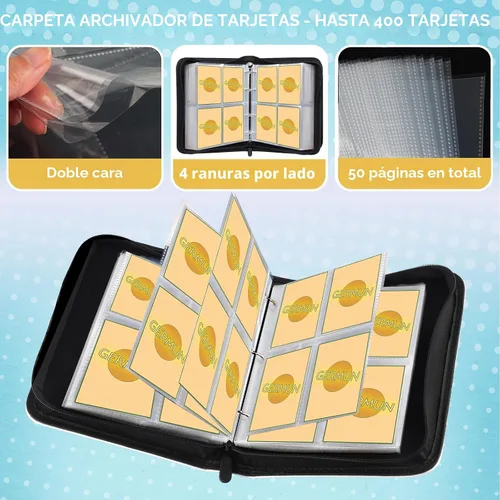 Miniatura 5 de GERMUN Carpeta de 4 bolsillos para tarjetas, carpeta premium con cierre de tarjeta coleccionable, carpeta de colección de 400 bolsillos doble cara 4