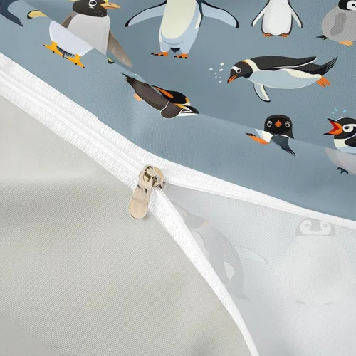 Miniatura 6 de Erosebridal Juego de ropa de cama de pingüinos, funda de edredón de animales antárticos para niños y niñas, funda de edredón estilo caricatura