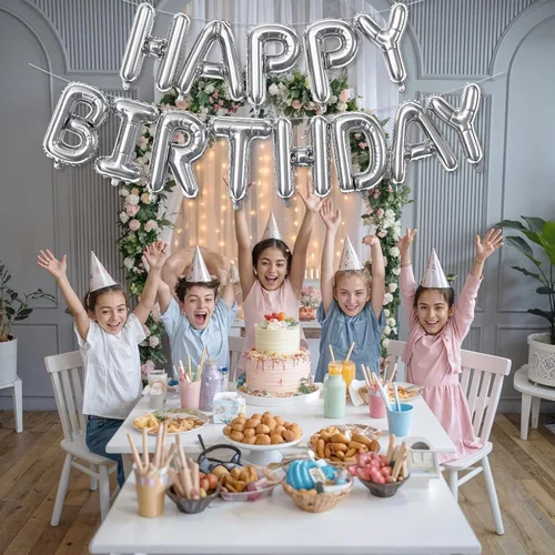 Miniatura 5 de Cartel plateado de feliz cumpleaños – Globos de letras de papel de aluminio de Mylar de 16 pulgadas con cinta, globos autoinflables para mujeres