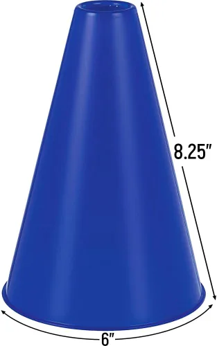 Miniatura 2 de Megáfono de plástico azul (8.25 x 6 pulgadas), 1 unidad, diseño ecológico y ligero, ideal para eventos deportivos, fiestas y animadoras